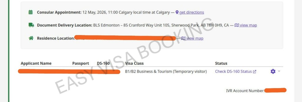 US Visa Appointment Confirmation Canada - Toronto, Vancouver, Calgary, Ottawa, Montreal