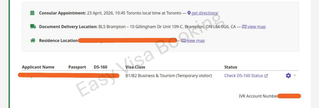 US Visa Appointment Confirmation Canada - Toronto, Vancouver, Calgary, Ottawa, Montreal