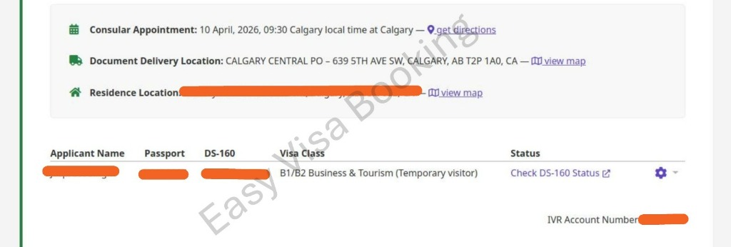 US Visa Appointment Confirmation Canada - Toronto, Vancouver, Calgary, Ottawa, Montreal